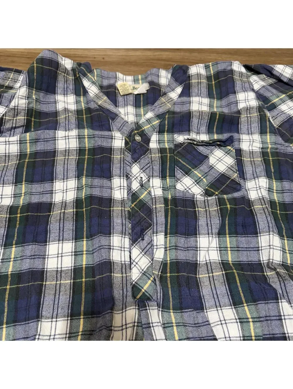Vtg 1994 LL Bean Flannel Nightshirt Mens XL Made USA Plaid